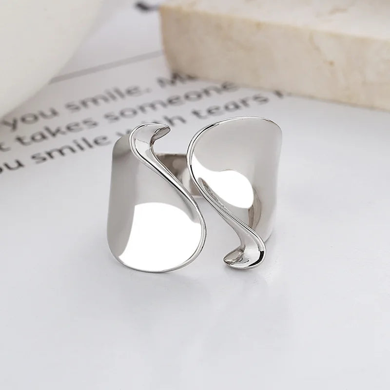 925 Sterling Silver Geometric Black Stone Rings