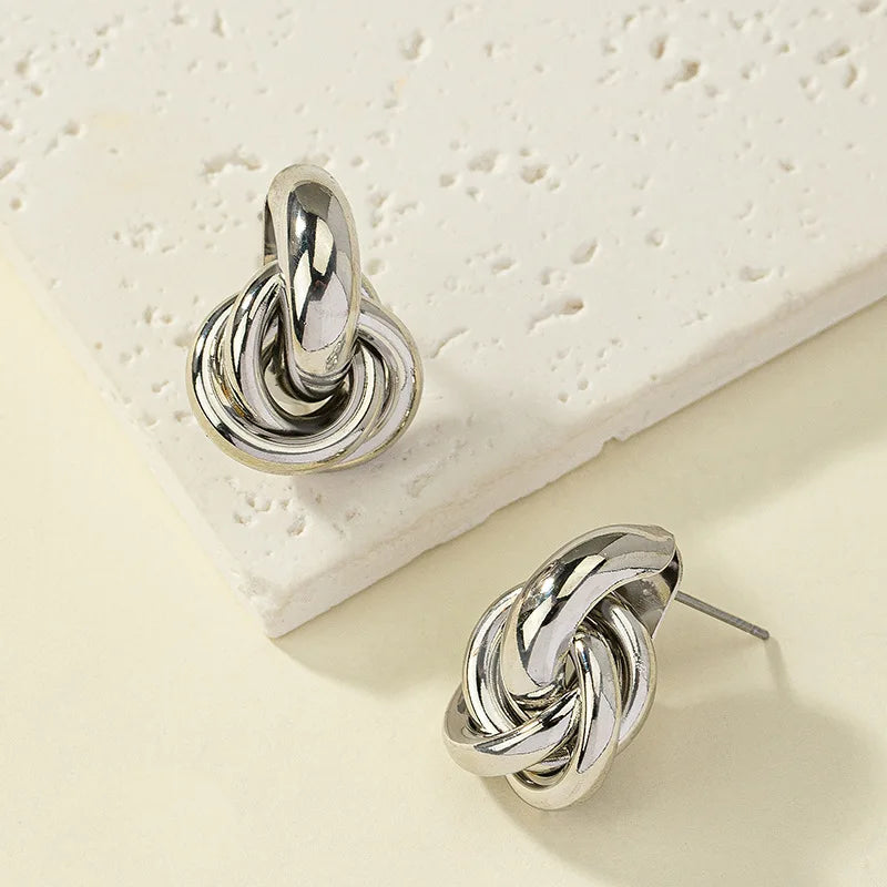 DANA Geometric Striped Large Buckle Earrings