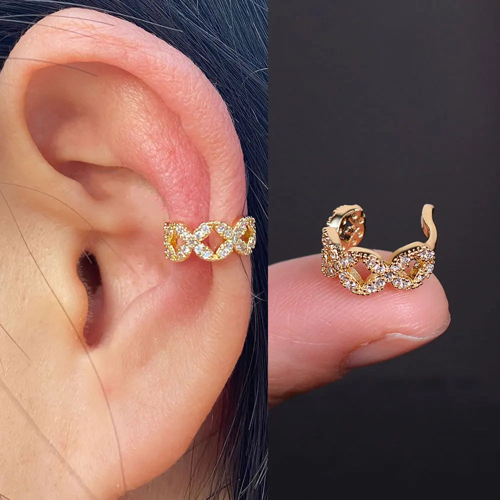 Geometry Crystal CZ  Leaf Clip Earring