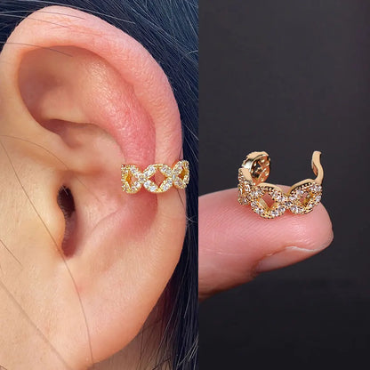 Geometry Crystal CZ  Leaf Clip Earring