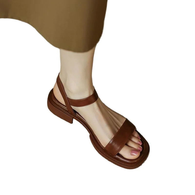 Low Heels Basic Genuine Leather Shoes