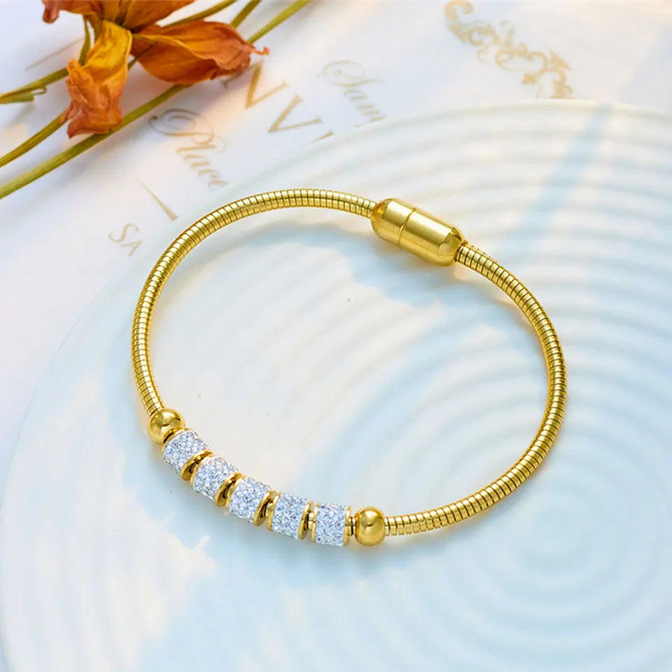 DANA Stainless Steel Gold Rhinestone Bracelet