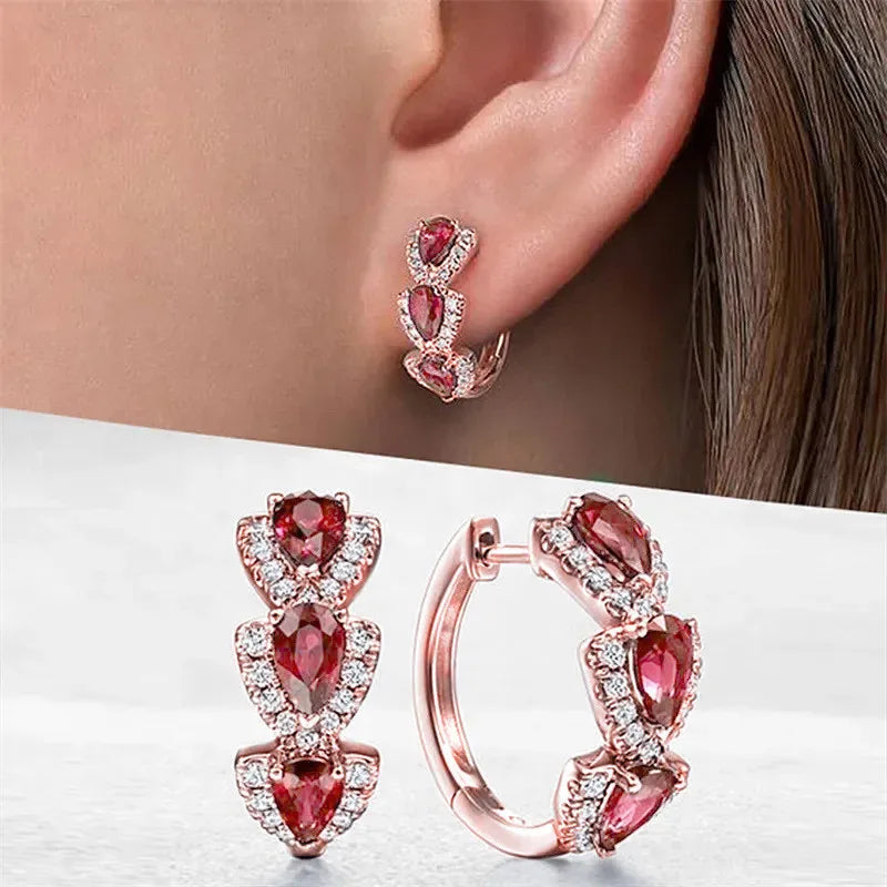 925 Sterling Silver Blue Cubic Zirconia Hoop Earrings