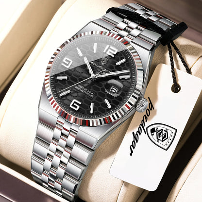 Quartz Stainless Steel Date Elegant Luminous Waterproof Watch