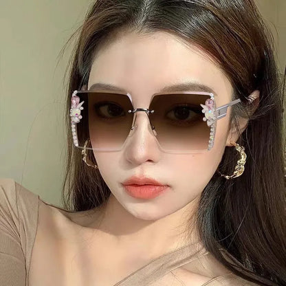Oversized Square Luxury Rimless Diamond Sunglasses