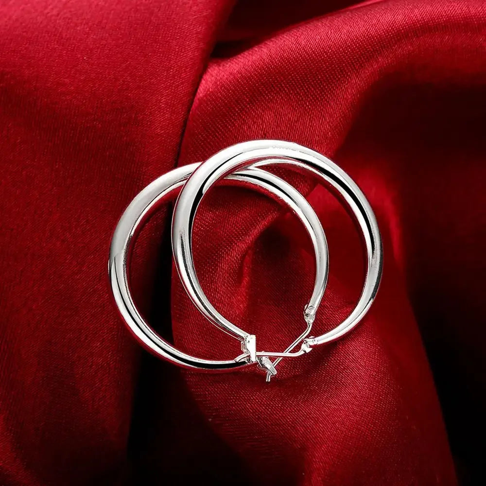 925 Sterling Silver Round Circle Hoop Earrings