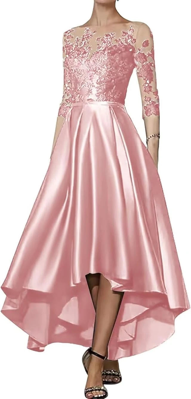 V-Neck Satin Asymmetrical Elegant Dress