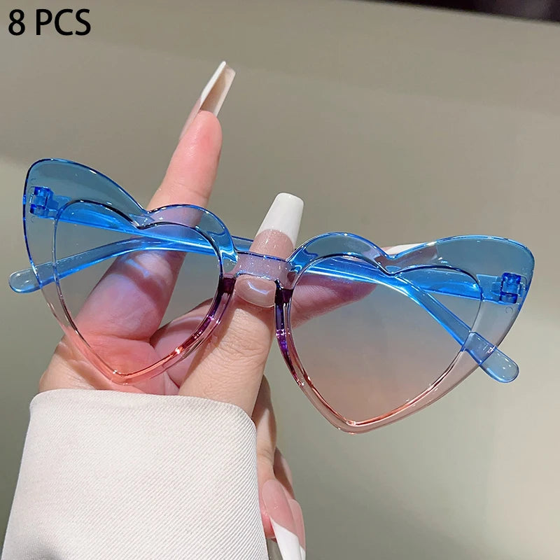 8 Pcs Per Set Cute Heart Shaped Sunglasses
