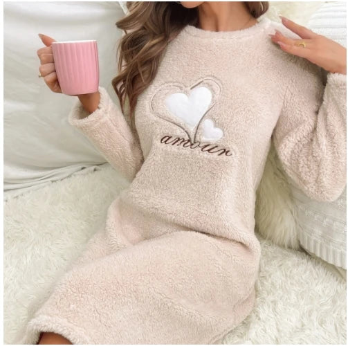 Thicken Warm Nightgown Heart Pyjama