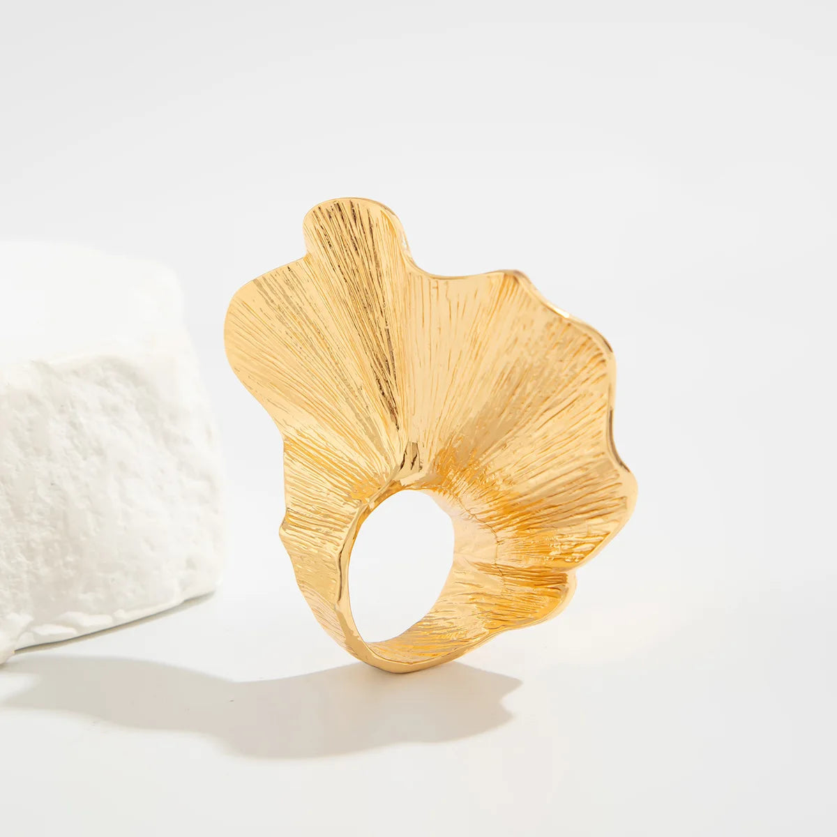 خاتم أوراق الجنكة - خاتم معدني كلاسيكي