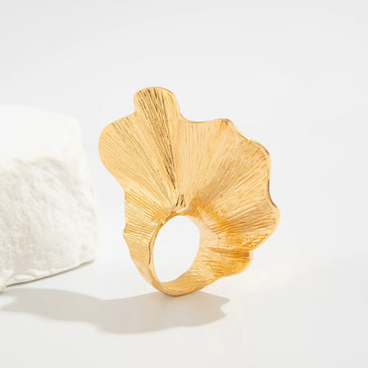 خاتم أوراق الجنكة - خاتم معدني كلاسيكي