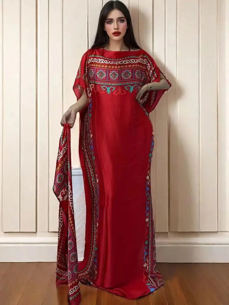 African Muslim Lady Summer Boho Kaftan Dress