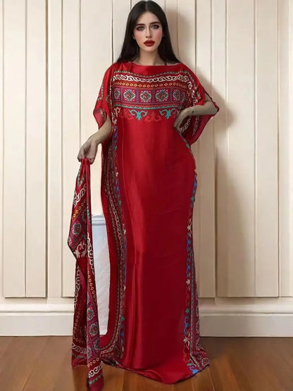 African Muslim Lady Summer Boho Kaftan Dress