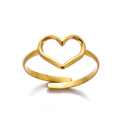 Gold Stainless Steel Coin Broad Surface Elliptical Geometry Rings