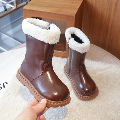 Wool breathable lining anti slip side zipper snow boots