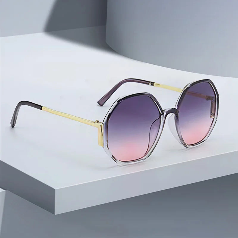 Geometric Multi-color Semi-circular Frame Semi Transparent Sunglasses