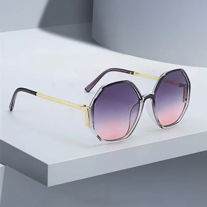 Geometric Multi-color Semi-circular Frame Semi Transparent Sunglasses