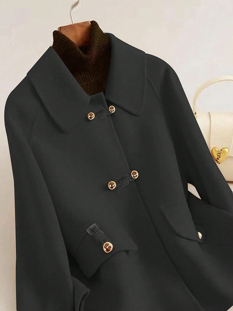 Elegant Solid Short Warm Formal Office Female Coat