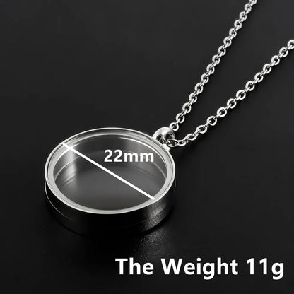 1Pc 10-45mm Round Memory Coin Bezel Locket Pendant Necklaces