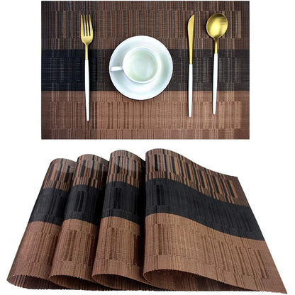 4PCS/SET Placemats PVC Table Mat Weave Stripe Pads
