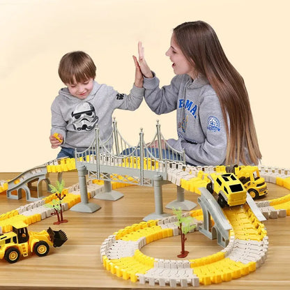 DIY building block track splicing puzzle Electric Track Toy