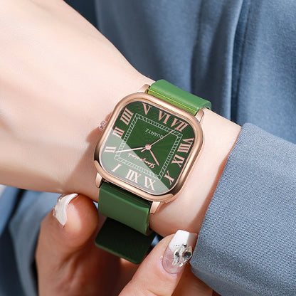 Square Silicone Roma Dial Quartz Wristwatch