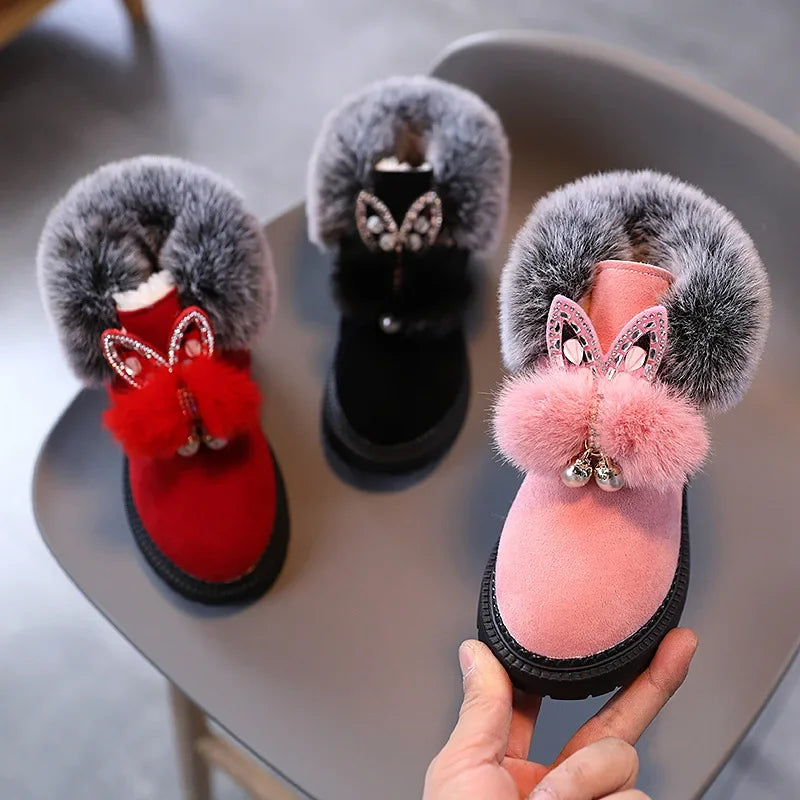Winter Princess Snow Leather Soft Bottom Kids Boots
