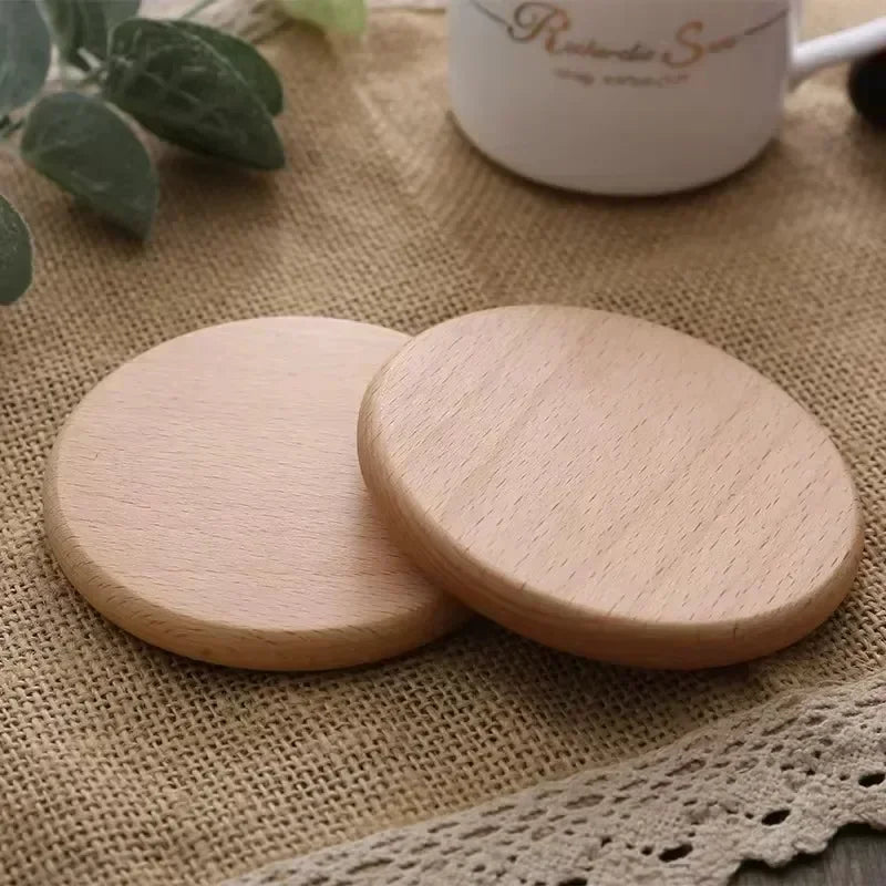 1PCS Solid Walnut Wood Coaster Round Beech Cup Mat