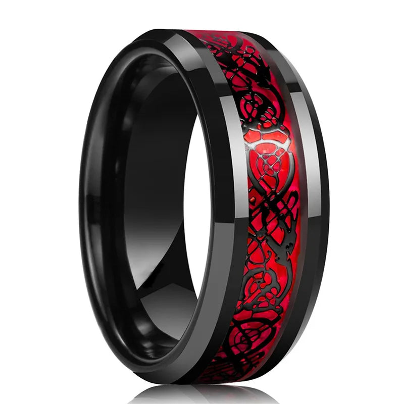 Red Rhinestones Stainless Steel Ring