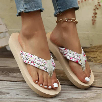 Floral Flat Flip Flops Slip Lightweight Slippers