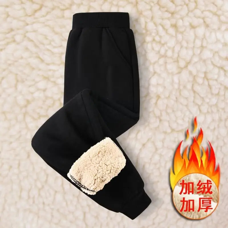 1pcs Autumn Winter Thermal Solid Teenager Fleece-Lined Casual Sports Pants