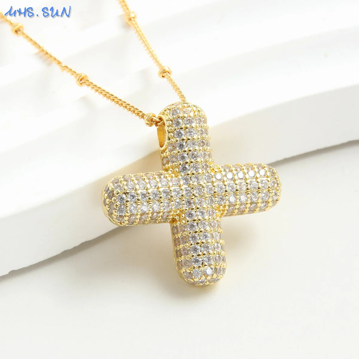 26 Letter Copper Zircon Bubble Initial Chunky Necklace