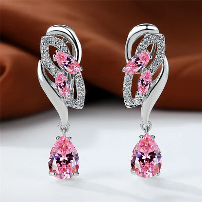 Blue Rainbow Stone Crystal Zircon Earrings