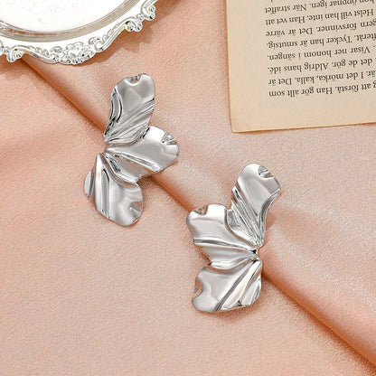 Stainless Steel Half Flower Stud Earrings