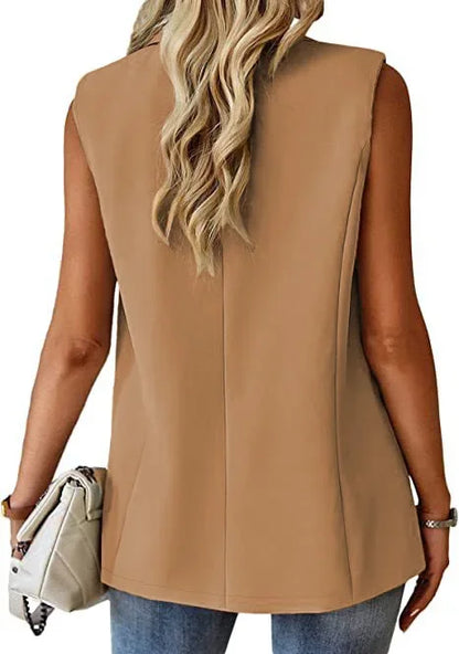 Polo Collar Sleeveless Suit Vest