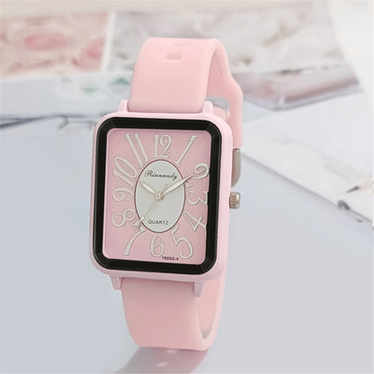 Minimalist Sports Square Figures Quartz Grey silicone tape Wristwatches
