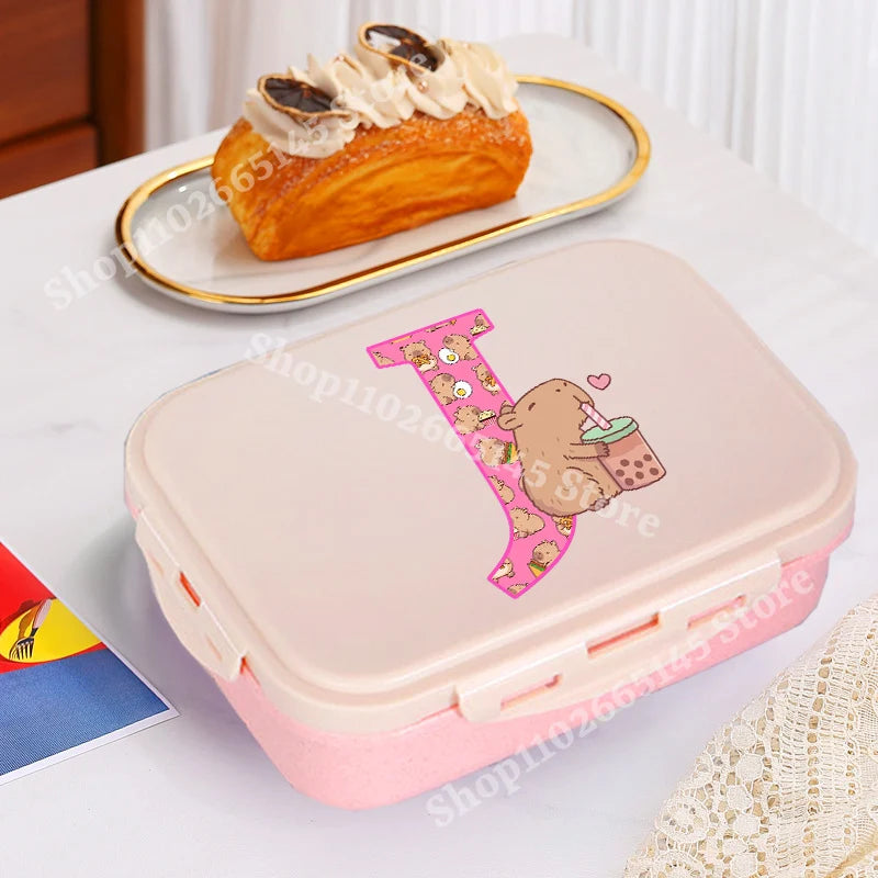 Capybara Cute Lunch Box Girls Capibara Letter A-Z Bento Box