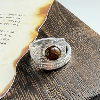 925 Sterling Silver Geometric Black Stone Rings