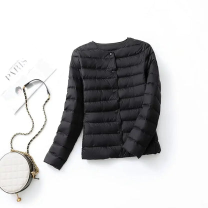 Light Down Duck Down Fall Collarless Light Quilted Puffer Coat