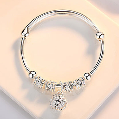 DANA Silver Hollow Bells Ball Bangles Bracelets