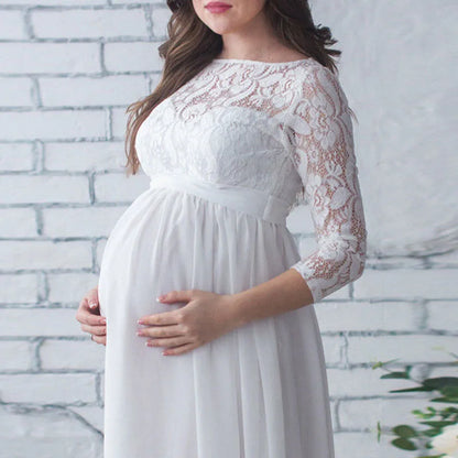 Pregnant Maternity Maxi 3/4 Sleeve Long Dress