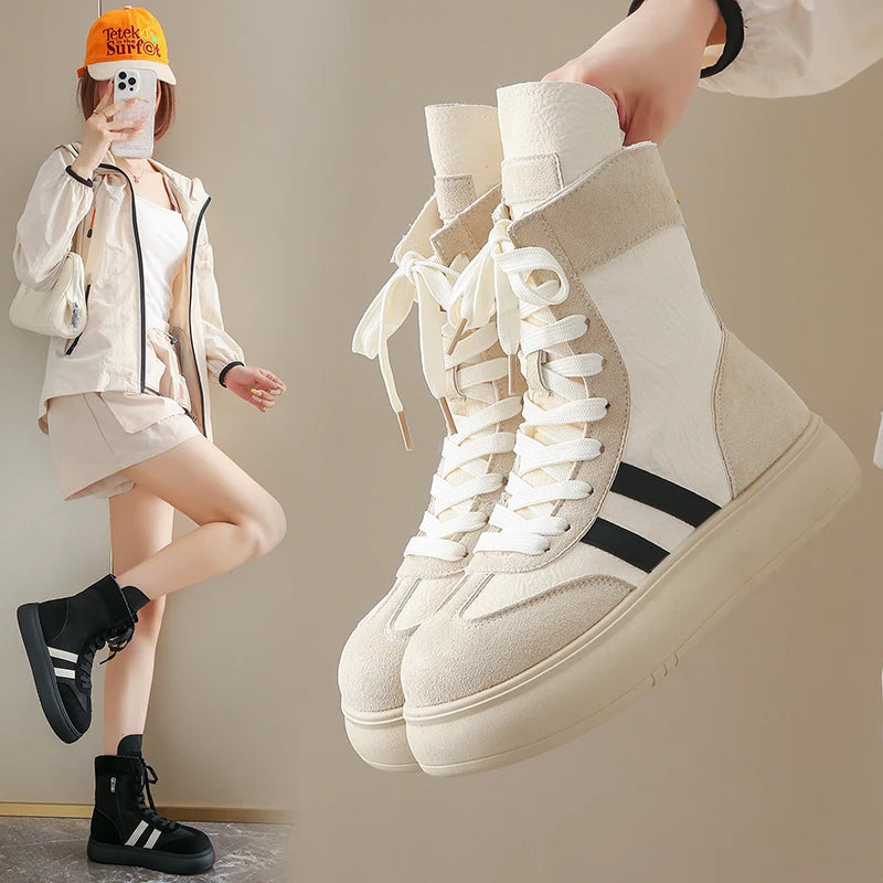 Sports and Leisure High Top Shoes Flat Bottomed Lightweight Boots Sneakers
