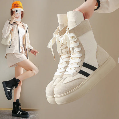 Sports and Leisure High Top Shoes Flat Bottomed Lightweight Boots Sneakers