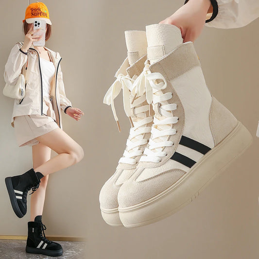 Sports and Leisure High Top Shoes Flat Bottomed Lightweight Boots Sneakers