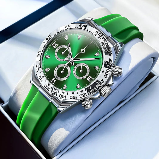 Luxury Silicone Strap Multifunctional Chronograph Quartz Watch