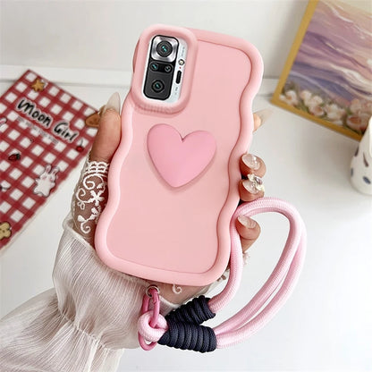 Love Heart Wavy Silicone Case On For Xiaomi Redmi Note