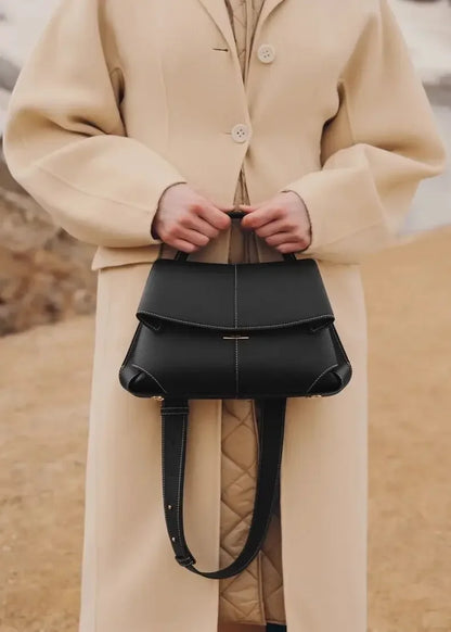 Leather pleated handbag