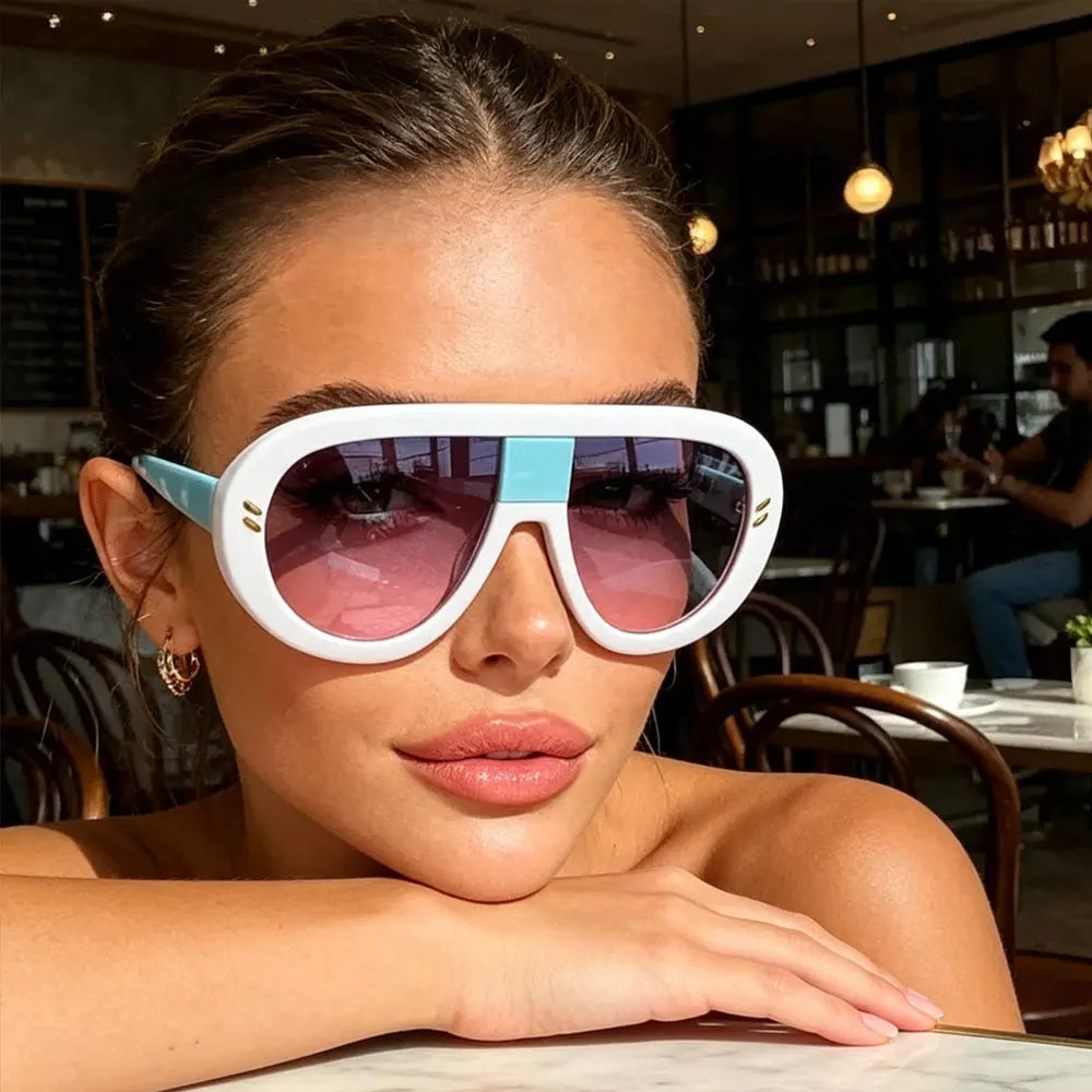 Rivet Luxury Big Frame Black Leopard Sunglasses