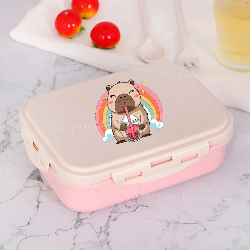 Capybara Lunch Boxes Kids Cute Anime Print Separate Lunch Box
