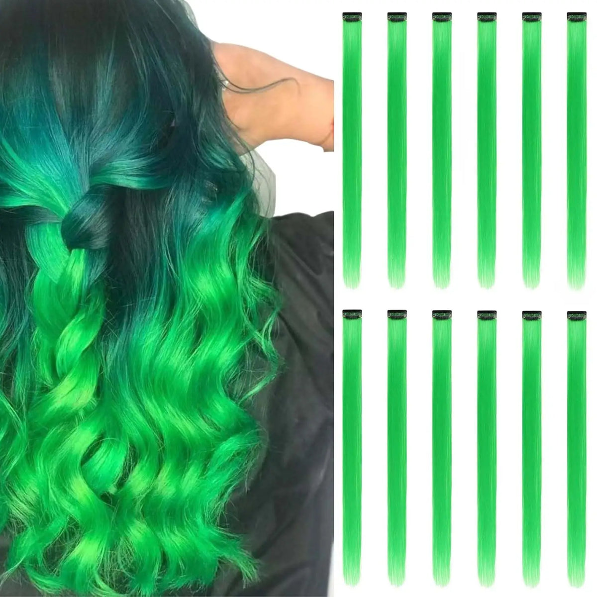 12PCS/Pack Colored Party Highlights Clip-in Hair Extensions